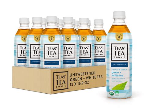 Teas' Tea Organic Unsweetened Green White Tea, 16.9 Ounce (Pack of 12