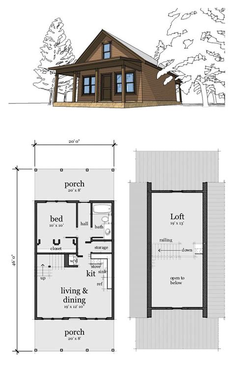 Cabin Style With 2 Bed 1 Bath Small Cabin Plans Cabin Plans With