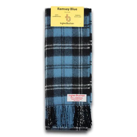 Ramsay Blue Ancient Tartan Scarf Made In Scotland 100 Wool Scottish Plaid