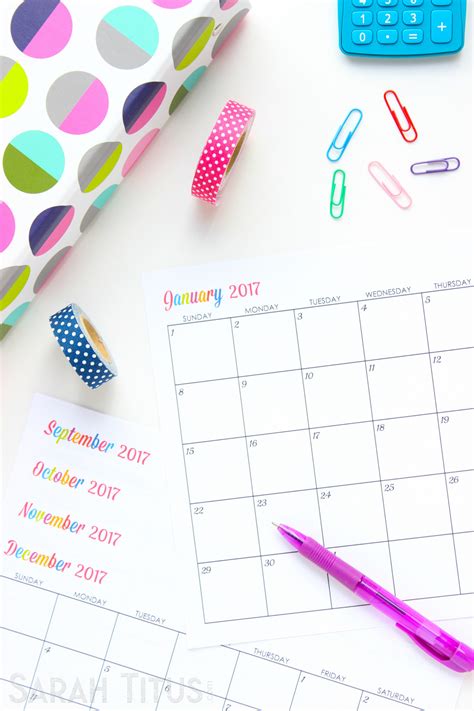 The foremost important work is finished that with the calendar is that they. Custom Editable Free Printable 2017 Calendars - Sarah Titus