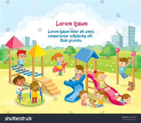 Children Playing In The Playground Stock Vector Illustration 322970090