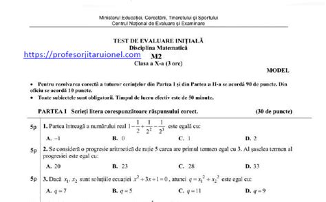 Teza Matematica Clasa 10 Sem 1 M2