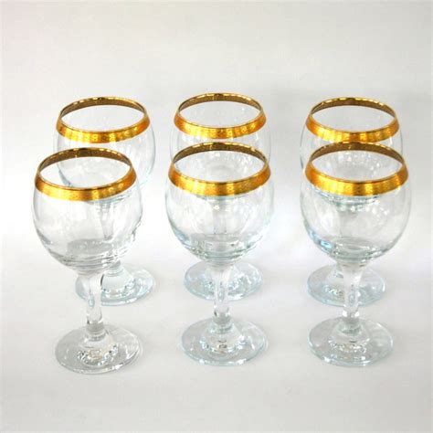 Vintage Wine Glasses Gold Rimmed Rim Crystal Glasses Etsy
