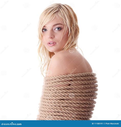The Beautiful Blond Girl Tied With Rope Stock Image Image Of