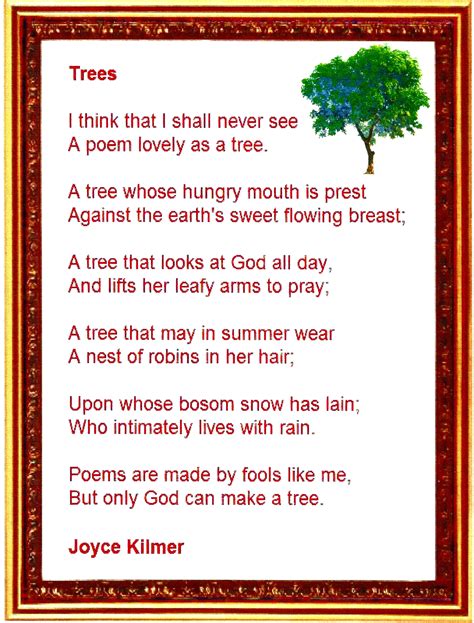 a tree poem by joyce kilmer
