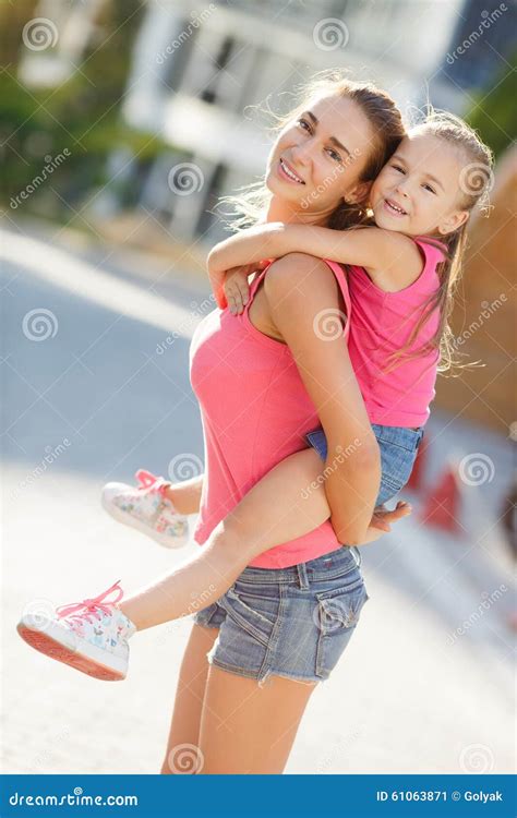 Happy Mother And Her Daughter Playing Outdoors Stock Image Image Of Little Caucasian 61063871