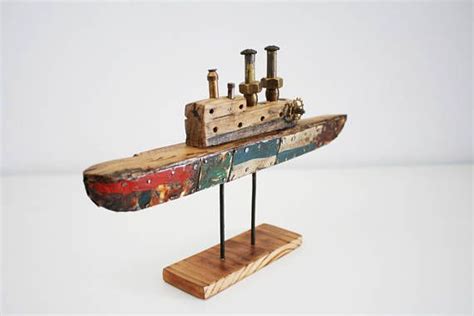 Recycled Boat Sculpture Toy Boats And Folk Art Boats Driftwood Crafts