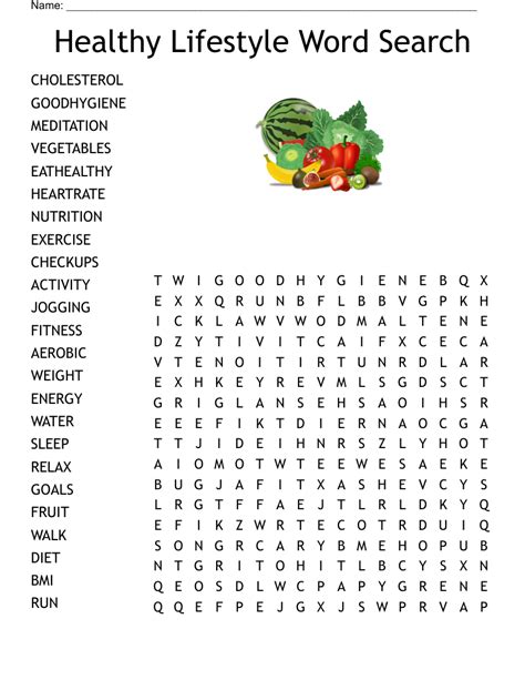 Healthy Living Word Search Wordmint