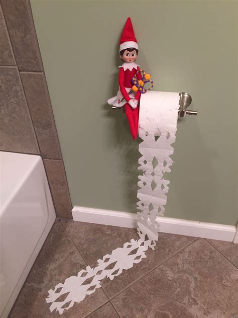 Elf On The Shelf Day 29 Jingle Bell Made Toilet Paper Snowflakes