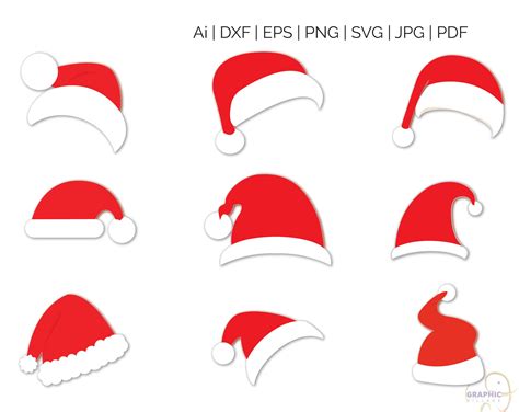 Christmas Santa Hat Svg Digital Silhouette And Cricut Cut Etsy Ireland