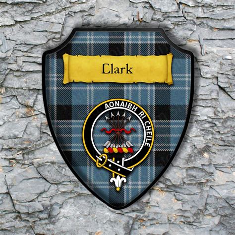 Clark Shield Plaque With Scottish Clan Coat Of Arms Badge On Etsy