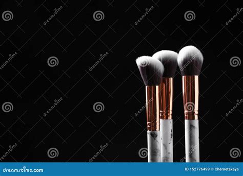 Set Of Makeup Brushes Against Dark Background Stock Image Image Of