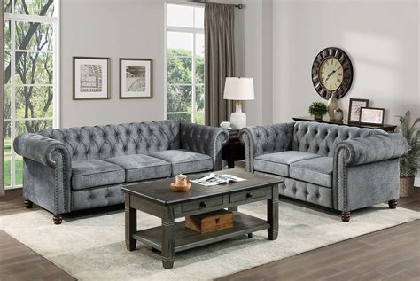 Welwyn Living Room Set Dark Gray Homelegance Furniture Cart