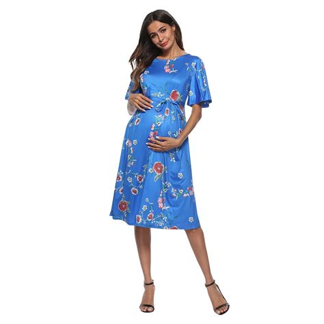 muqgew maternity pregnant dress women s short sleeved with printed flowers dresses summer