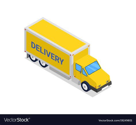 Commercial Delivery Truck Isometric 3d Icon Vector Image