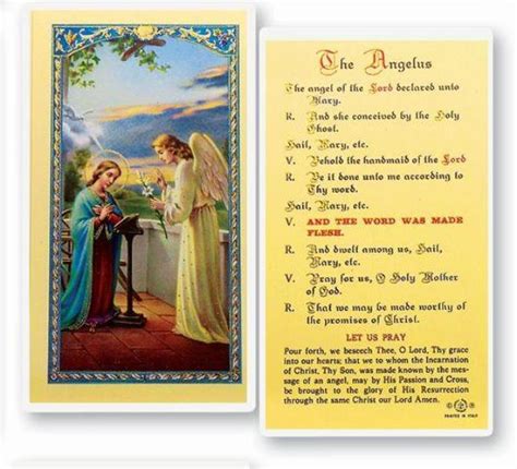 Angelus Prayer Laminated Holy Card Free Ship 49 Catholic Online