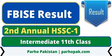 Federal Board Fbise Hssc 1 2nd Annual Result 2022 For 11th Class