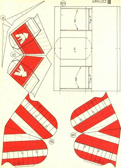 Diy Paper Model Red And White Striped Plan