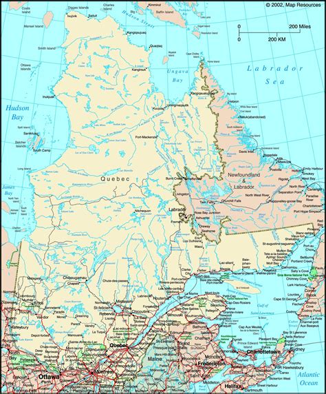 Quebec Canada Political Wall Map
