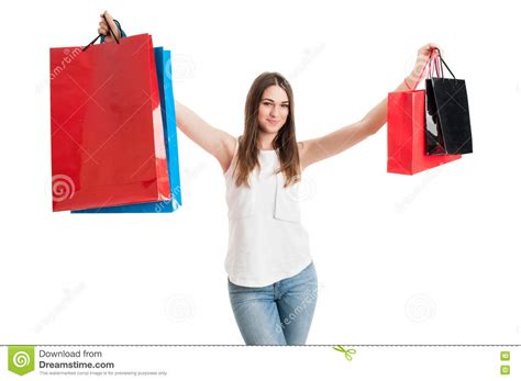 Log in sign up cart orders my shopping forum. Lovely Joyful Girl Smiling And Rising Up Colored Shopping ...