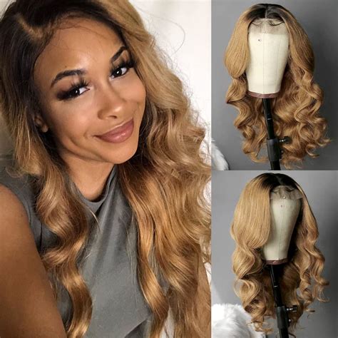 Wicca Ombre Honey Blonde 13x4 Lace Front Wigs For Women 1b27 Color Brazilian Remy