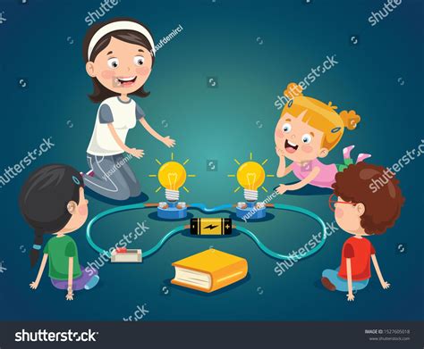 Simple Electric Circuit Experiment For Children Education Images Vector