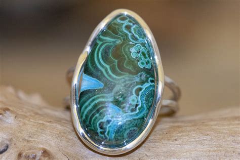 Chrysocolla Fitted In Sterling Silver Setting Silver Ring Big Ring
