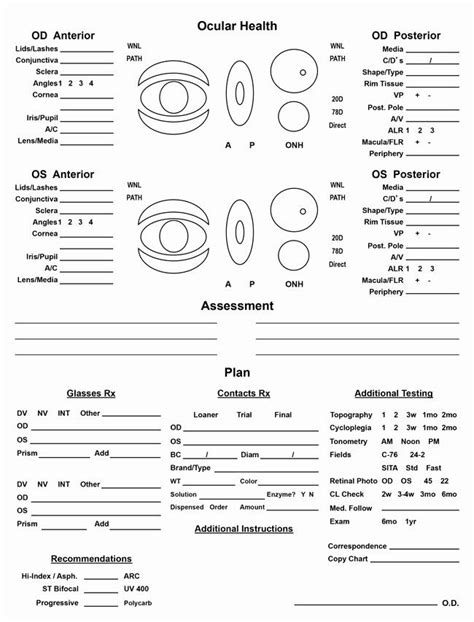 Printable Optometry Exam Form Template Printable Templates