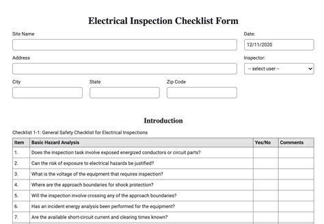 Electrical Safety Checklist Form Kulturaupice
