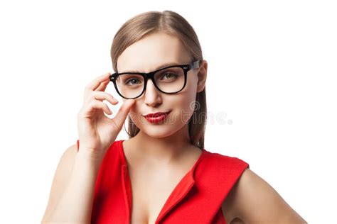 Smiling Smart Woman In Glasses Stock Image Image Of Woman Portrait 72204119