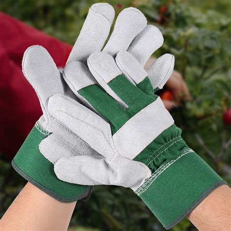 2pcs Mens Tough Leather Gardening Gloves Large Size Reinforced Rigger