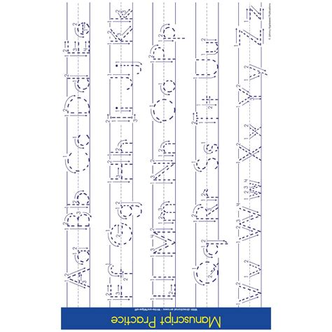 Manuscript Alphabet With Arrows Educational Laminated Chart