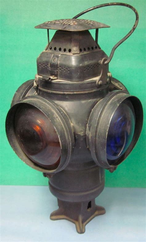 Vintage Original Adlake 4 Way Railroad Switch Signal Lantern Blue