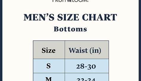 fruit of loom underwear size chart