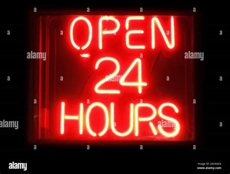 Neon Sign Open 24 Hours Hi Res Stock Photography And Images Alamy