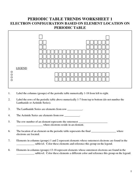 Printable Periodic Table Worksheets