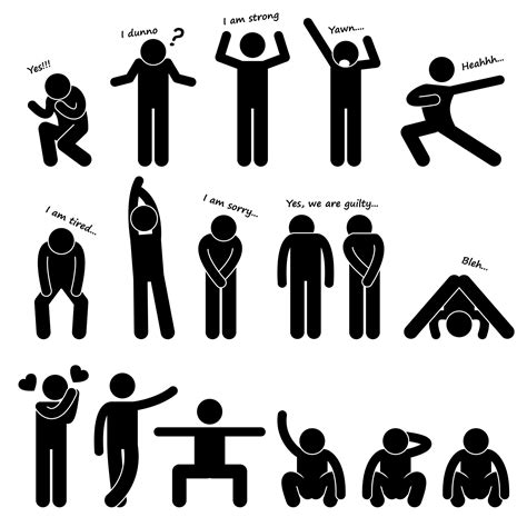 Man Human People Person Basic Body Language Postures Poses Feeling Emotions Action Emoji Stick