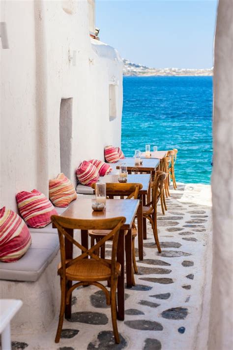 Traditional Street Of Mykonos Island In Greece Stock Photo Image Of