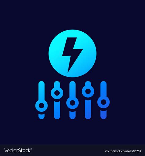 Electricity Control Power System Icon On Dark Vector Image