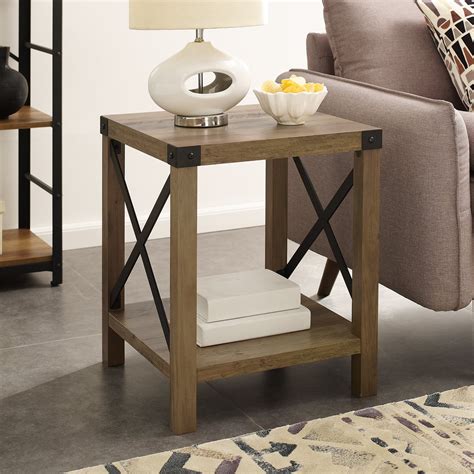 Manor Park 18 Rustic Wood Square Side Table Reclaimed Farmhouse