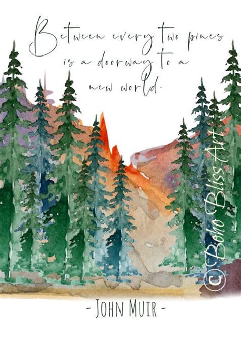 John Muir Quote Between Every Two Pine Trees There Is A Door Etsy