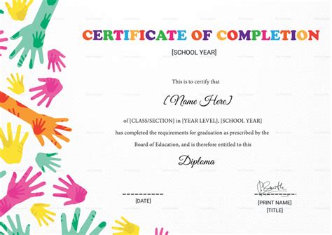 Certificate Of Diploma Completion Design Template In Psd Word