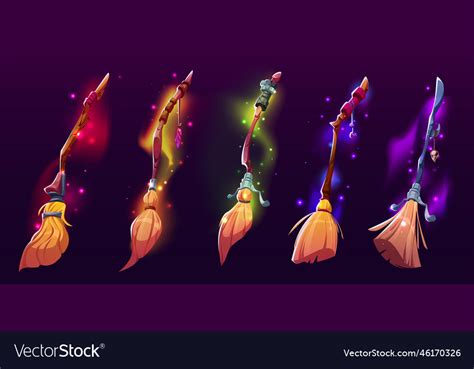 Witch Brooms Magic Broomsticks Royalty Free Vector Image