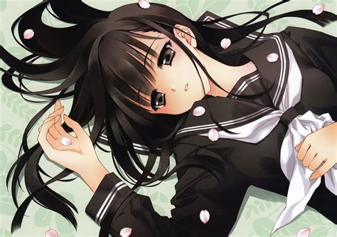 Desktop Wallpaper Lying Down Sad Anime Girl Black Dress