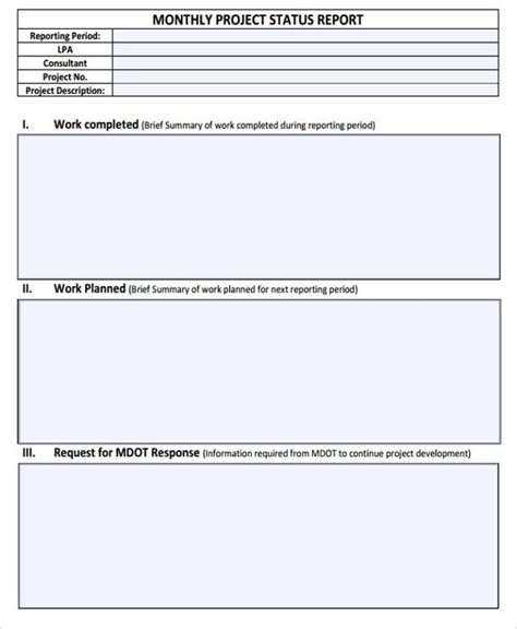 Monthly Project Status Report Template Pdf Template