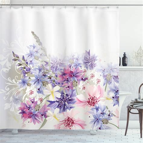 Lavender Shower Curtain Pastel Cornflowers Bridal Classic Design Gentle Floral Wedding Design