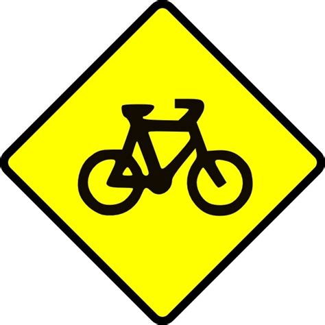 Caution Bike Road Sign Symbol Clip Art Free Vector In Open