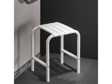White Slatted Shower Stool Compact Slatted Shower Stool Shower Seat