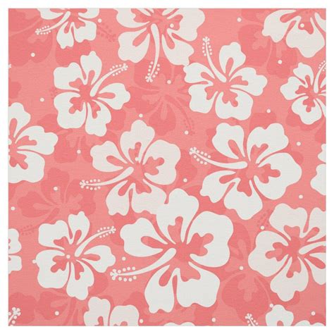 Tropical Hawaiian Hibiscus Pink Coral Floral Pattern Fabric Colorful Hibiscus Flower Aloha