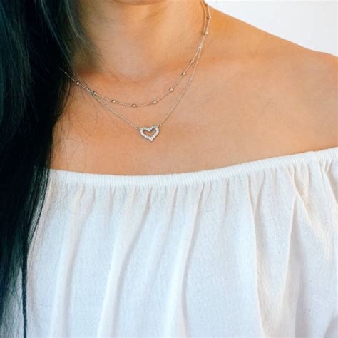 Dainty Open Heart Necklace 925 Sterling Silver Necklace